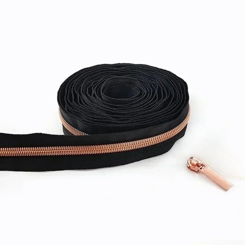 2/4/10Meters 3# 5# Black Nylon Zippers By The Meter with Zipper Puller Jacket Coat Sewing Zip Repair Garment Crafts Accessories