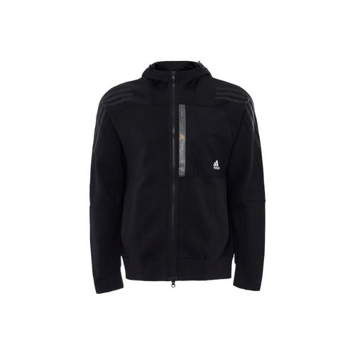 adidas Solid Color Knit Hooded Multi-Pocket Jacket Men s Black S чёрный