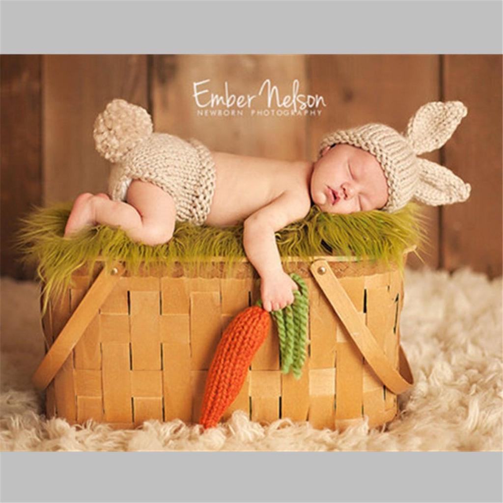 Hand-Knitted Newborn Rabbit Sweater Set - Baby Photo Outfit