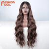 FASHION IDOL 36inch/90cm Loose Body Wavy Wigs Synthetic Lace Wigs For Black Women Ombre Blonde Cosplay Wigs Heat Resistant Fiber