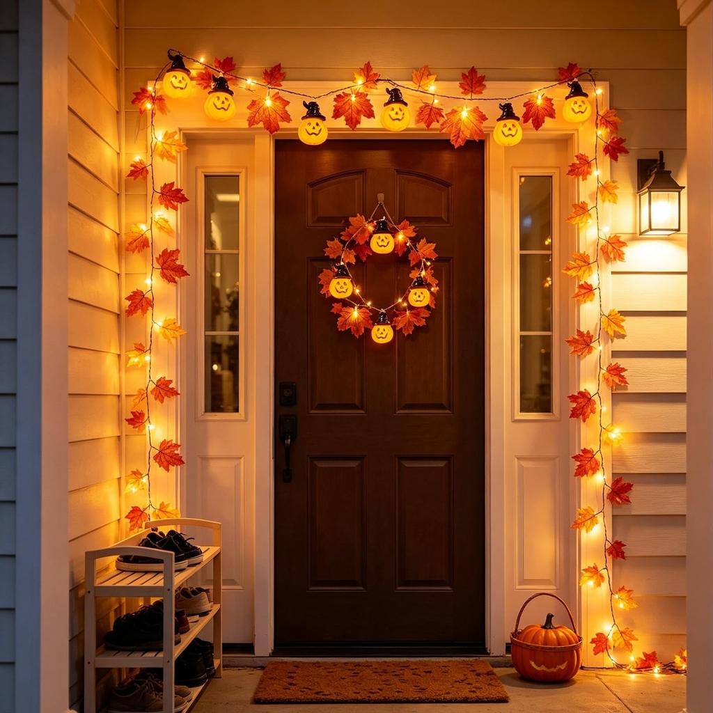 koundeneko Halloween String 20 USB LED Maple Leaf Pumpkin Ghost Hanging Photo Haunted Garden Party 3m Length Lights, Bulbs, Type, Lights, & Design,