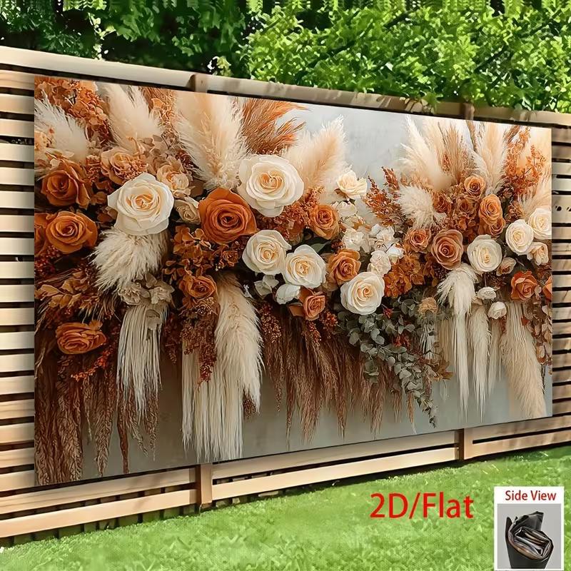 2D Warm Tone Boho Floral Backdrop, Photography Background for Engagement Parties & Autumn Themed Shoots