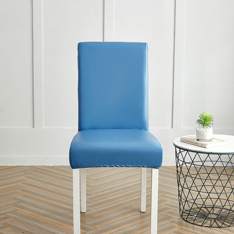 Solid Color Elastic Leather Seat Set Dining Chair Office Waterproof Dustproof Chair Cover