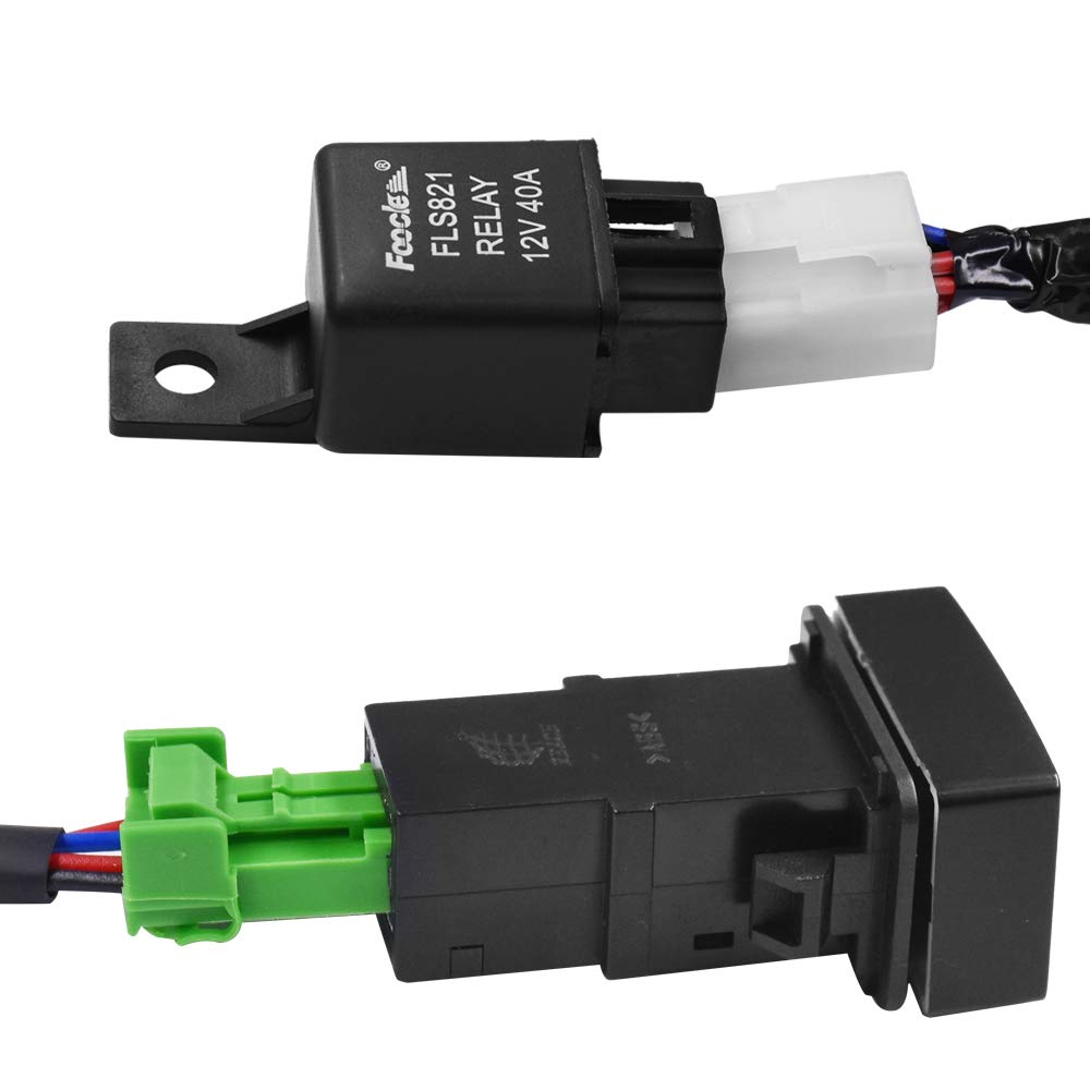 HUIQIAODS H8/H11/H16 LED Compatible, Universal Switch, For Rear Fog Lights, Fog Wiring, Relay Harness, For Toyota, Nissan, Suzuki, Daihatsu