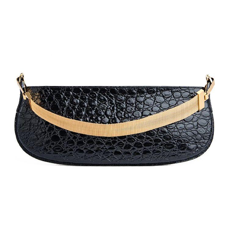 

By Far Beverly Series Classic Leather Crocodile Pattern Underarm Tote Bag Women Tote Bags Black 21PFBEVUBLCCEMED Basic Set (Bag+Dust Bag)