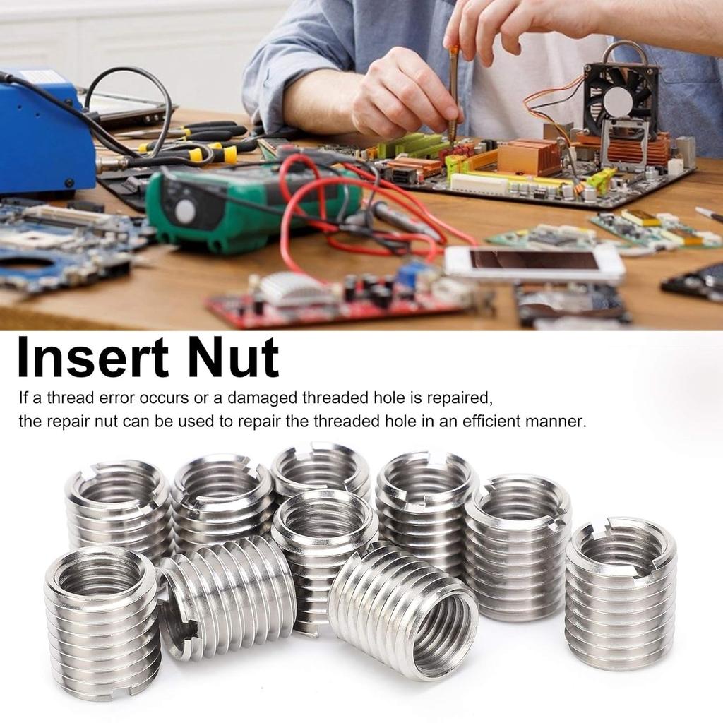 10Pcs 22mm Threaded Insert Reducing Nuts, M16 X 2 Female To M20 X 2.5 Male Repair Insert Nut Thread Nut Conversion Kit Stainless Steel