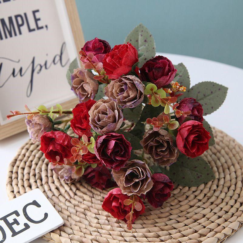 Heads 21 Artificial Silk Flowers Rose Bunch Bouquet Wedding Home Decor Outdoor