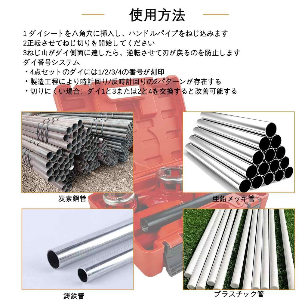 Manual Pipe Threading Pipe Threading Professional Pipe Threading Tool Pipe Threader for Cutting and Threading Threader, 1/2' 3/4' 1' Machine, Kit,