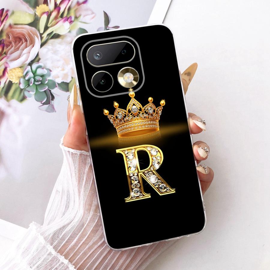 For Realme 16 Pro Case Cute Crown Letter Soft Black Silicone TPU Phone Back Cover For Realme16Pro 16Pro+ Plus Shockproof Capa