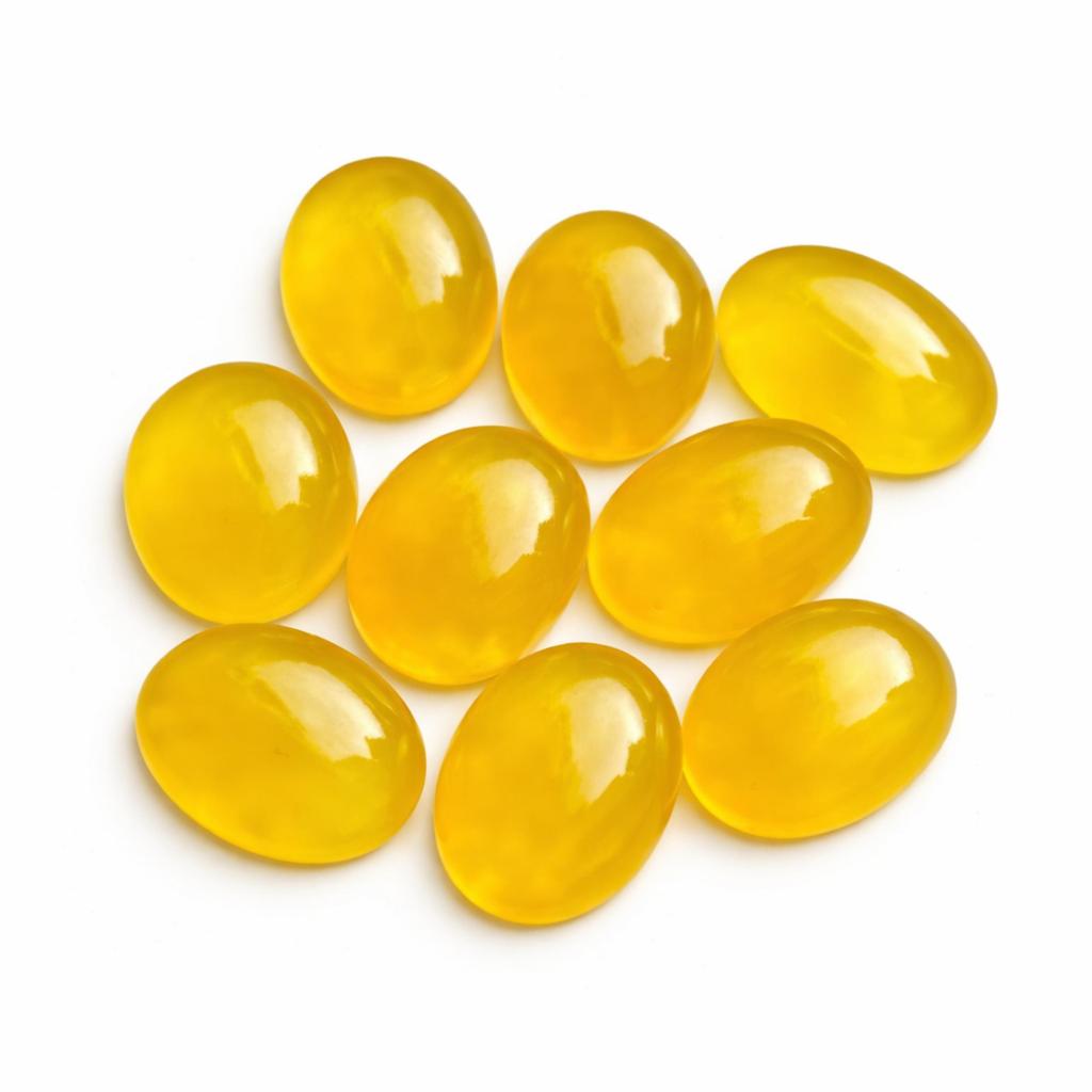 AAA+ Mango Chalcedon Ovaler Cabochon, Flache Rückseite Natürlicher Edelstein, Hochwertiger Chalcedonstein zur Schmuckherstellung