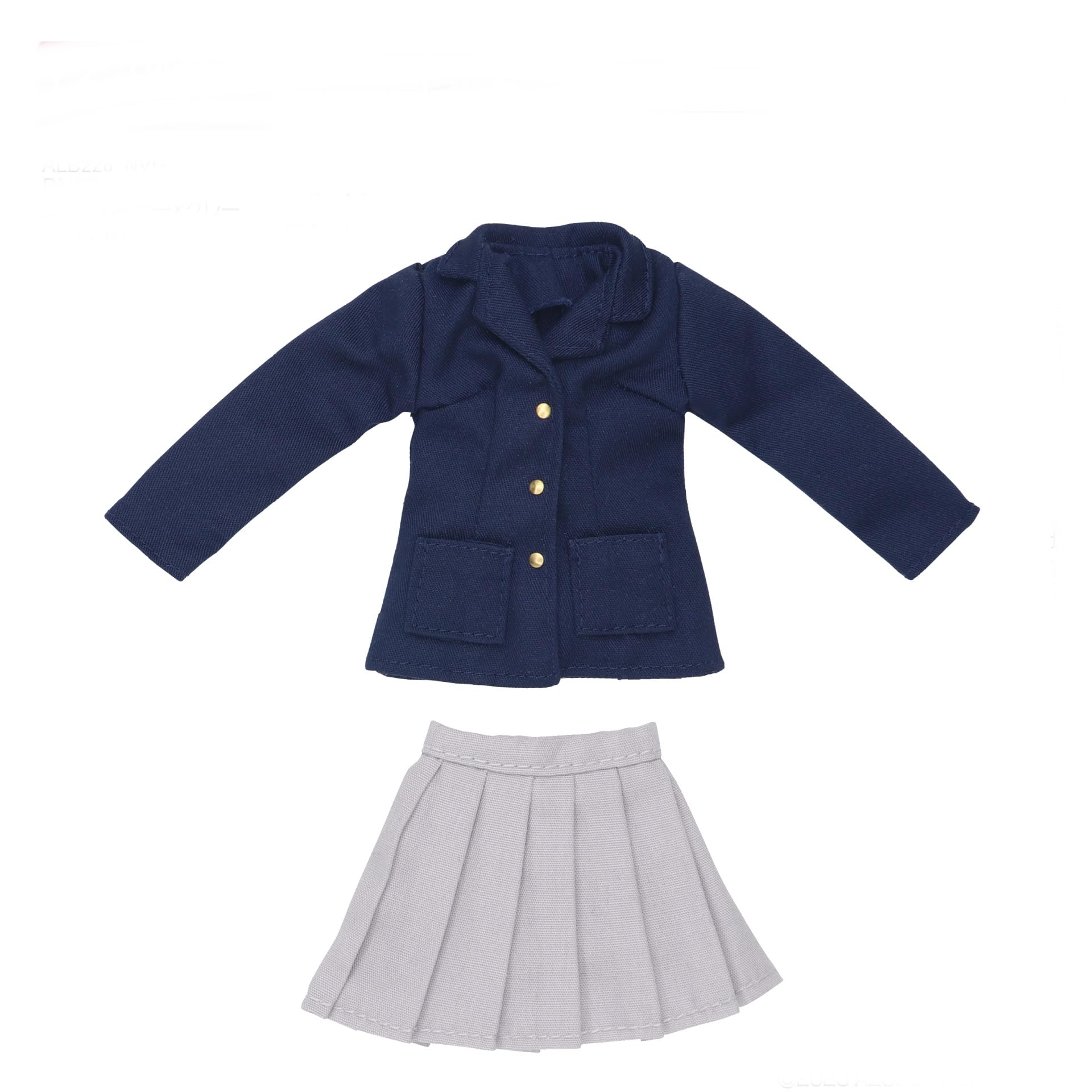

16 Pureneemo PNXS Blazer & Pleated Skirt Set Navy x Gray (for Dolls)