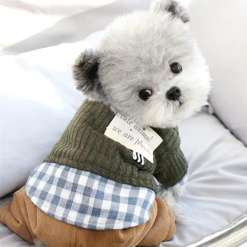 Dog four-legged clothes autumn and winter pet cotton-padded clothes Teddy Bigbear Schnauzer Yorkshire small dog puppy thickened