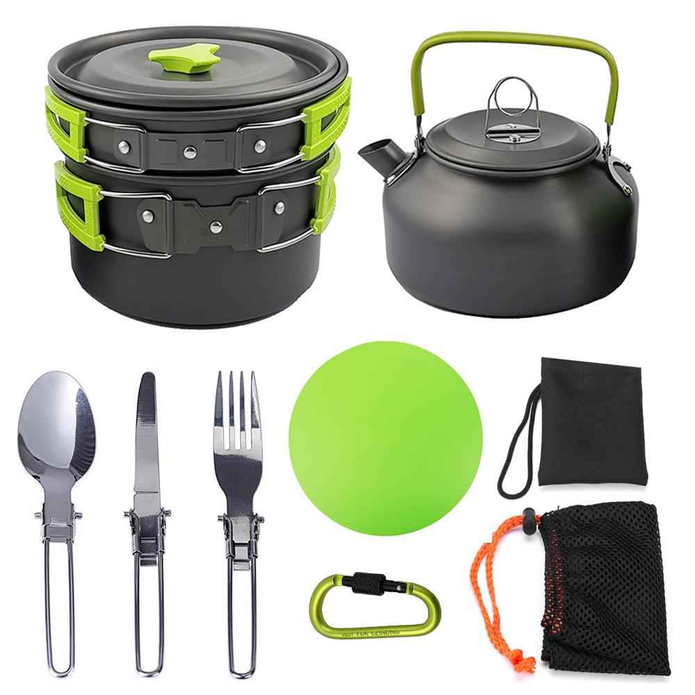 Portable Outdoor Camping Cookware & Teapot Set