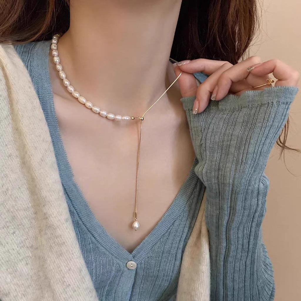 XXX Fashion Jewelry Long Natural Pearl Necklace Sweater Chain Necklace Trendy Jewelry for Women