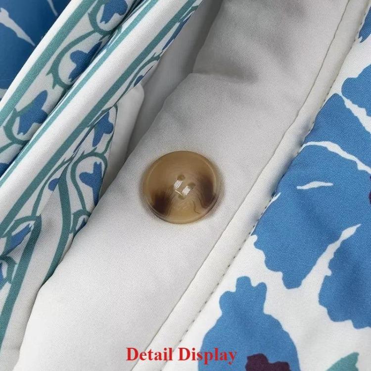 Elegant Women Cotton Jacket Floral Print Belted Coat Autumn Winter Fashion Long Sleeves Single Breasted O Neck Streetwear New Lady Outerwear