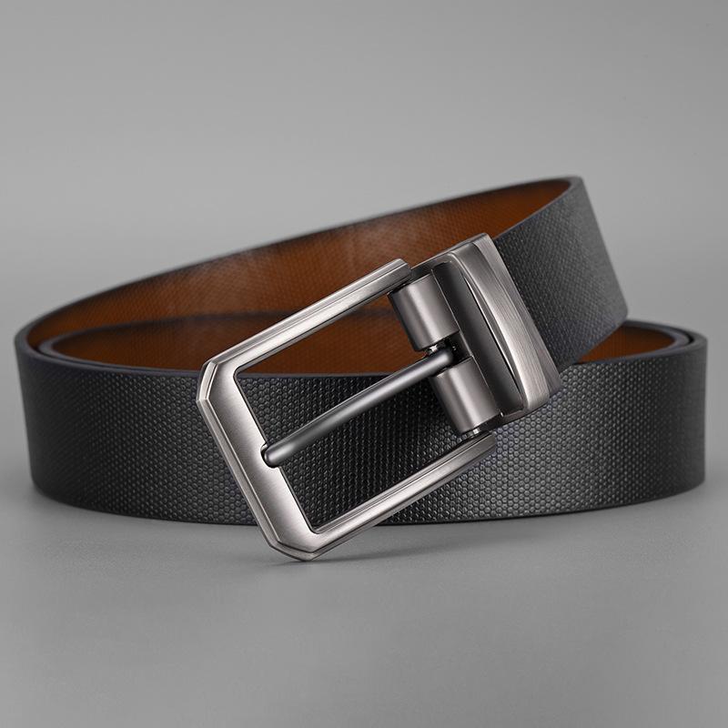 [Dostępny dwustronny] Pasek męski PU obrotowa główka z guzikiem biznesowy casual dekoracja spodnie garniturowe pasek młodzieżowy
