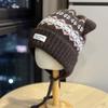 New Cute Cat Ears Plus Velvet Knitted Hat for Women in Autumn and Winter Thickened and Warm Ear Protecting Lei Feng Hat Showing Face Small Woolen Hat