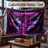 City Cyberpunk Theme Throw Blanket Custom Name Text Personalized Blanket Soft Cozy Blanket for Home Sofa Bed
