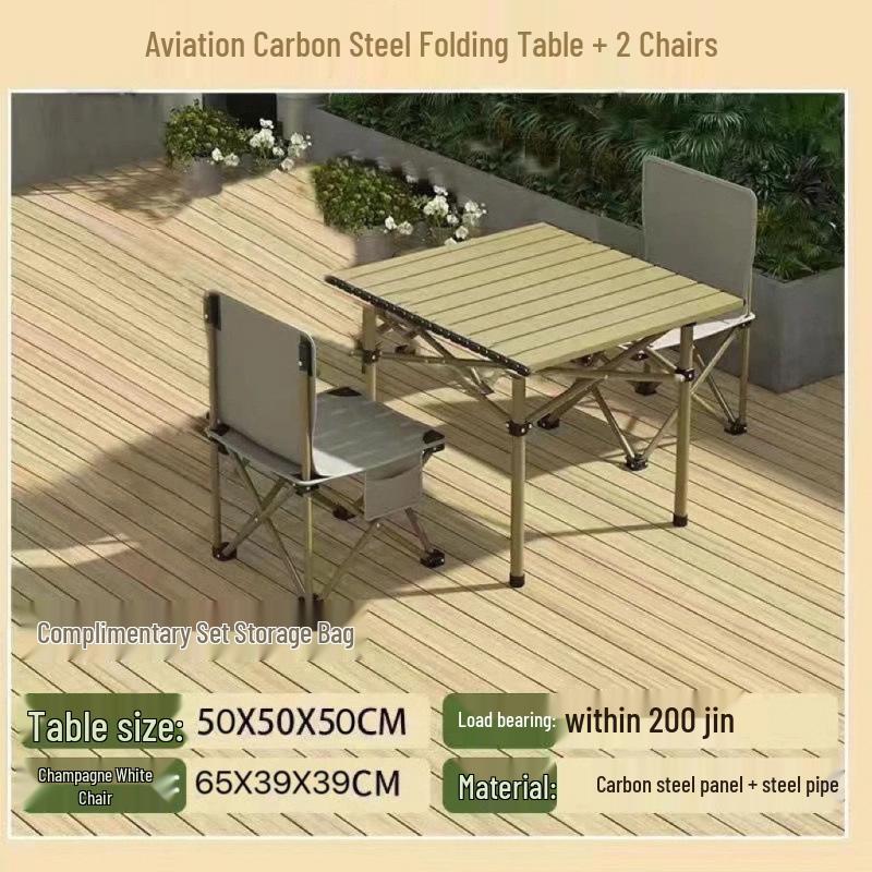 Portable Folding Outdoor Table and Chair Set for Camping, Picnic, BBQ, and Cooking.