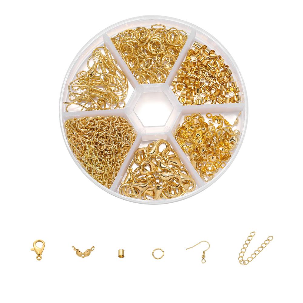 6Grids Alloy Accessories Jewelry Findings Set Repair Tools Lobster Clasp Open Jump Rings Earring Hooks for DIY Jewelry Making