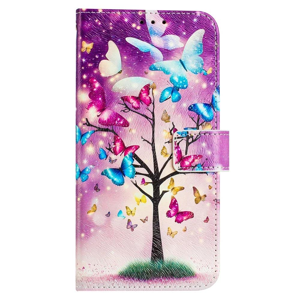 Coloured Drawing Wallet Case for Samsung Galaxy A06 A14 A15 A16 A23 A24 A25 A26 A34 A35 A36 A54 A55 A56 Leather Book Phone Cover