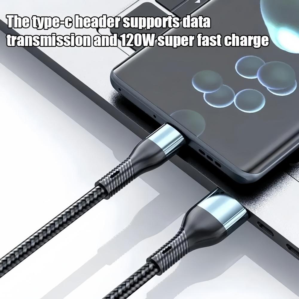 120W 6A 3 in 1 USB Type C Cable Fast Charge Phone Charger Data Cord For iPhone Samsung Xiaomi Huawei Quick Charge Micro USB Wire