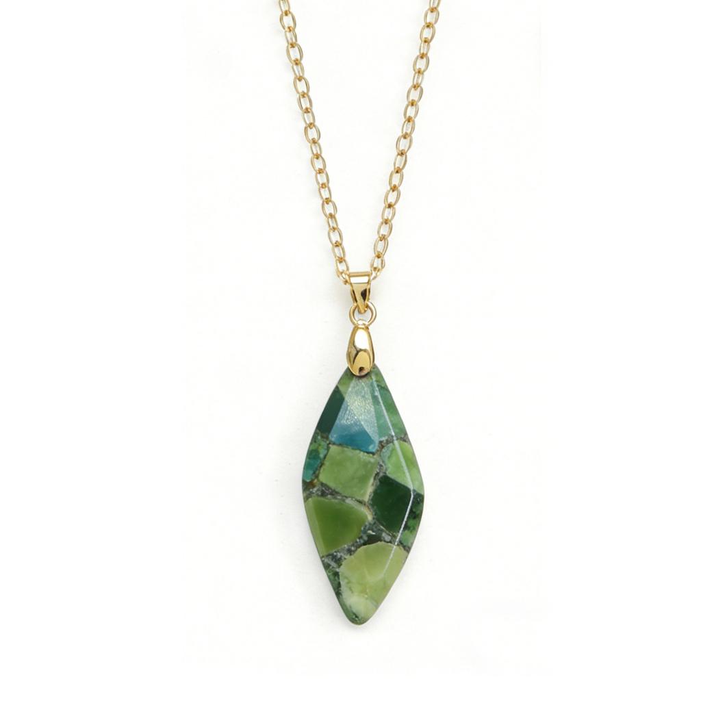 Exclusive Natural Stone Plated 18K Real Gold Chain Pendant Necklace Earrings Jewelry