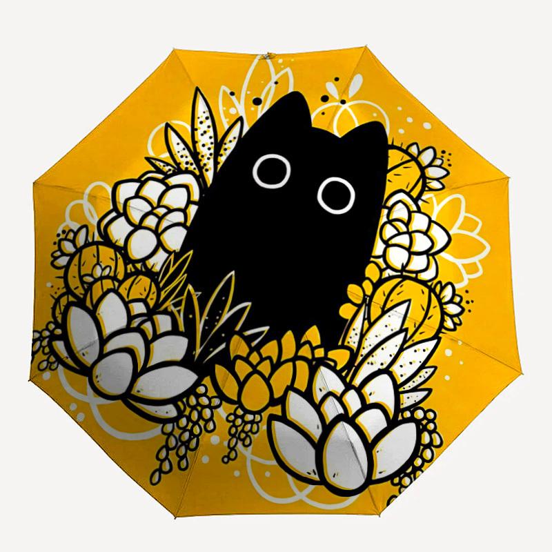 

1pc Cat Succulents Automatic Open/Close Umbrella, Portable Folding Umbrella for Travel, Themed Events, It is suitable as a gift for various festivals,