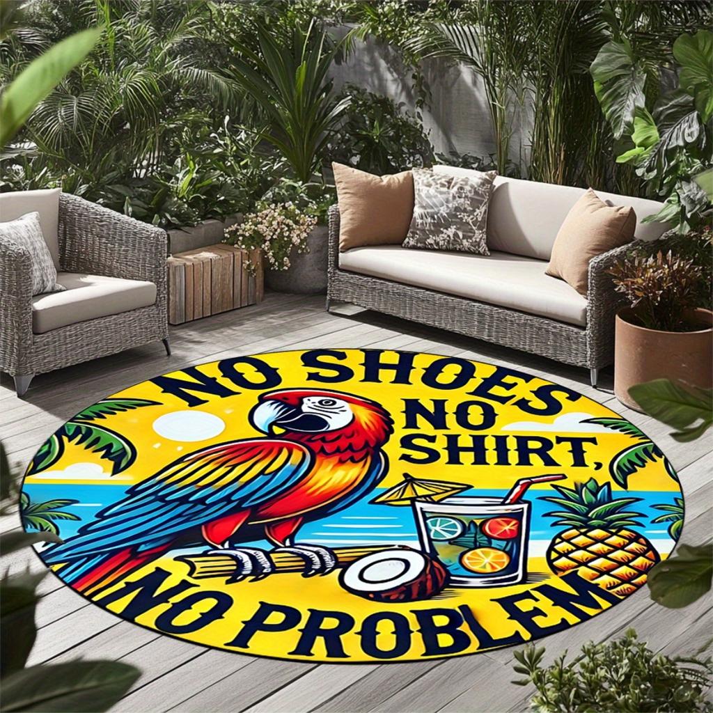 Tropical Parrot Round Area Rug Non Slip Floor Mat Bedroom Living Room Dining Patio Decor Indoor Outdoor Home Carpet