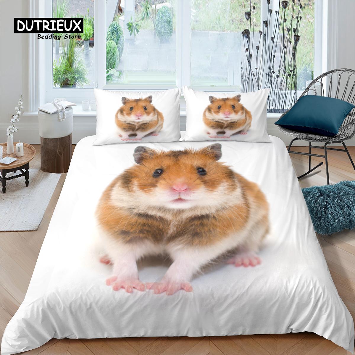 

Предметы домашнего обихода Роскошный 3D комплект постельного белья с хомяком Удобный комплект пододеяльника Детский комплект постельного белья Размер Queen и King EU/US/AU/UK EU single(135x200cm)