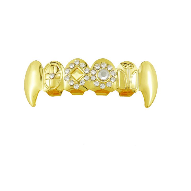 18K Gold-Plated Hollow Vampire Fangs Grills - Halloween Hip-Hop Costume Jewelry