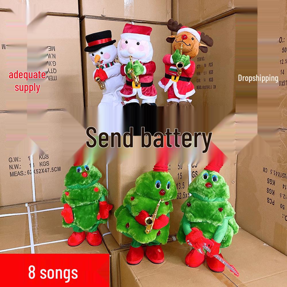 

TikTok-Inspired Dancing Plush Christmas Tree Toy with Lights Includes Battery