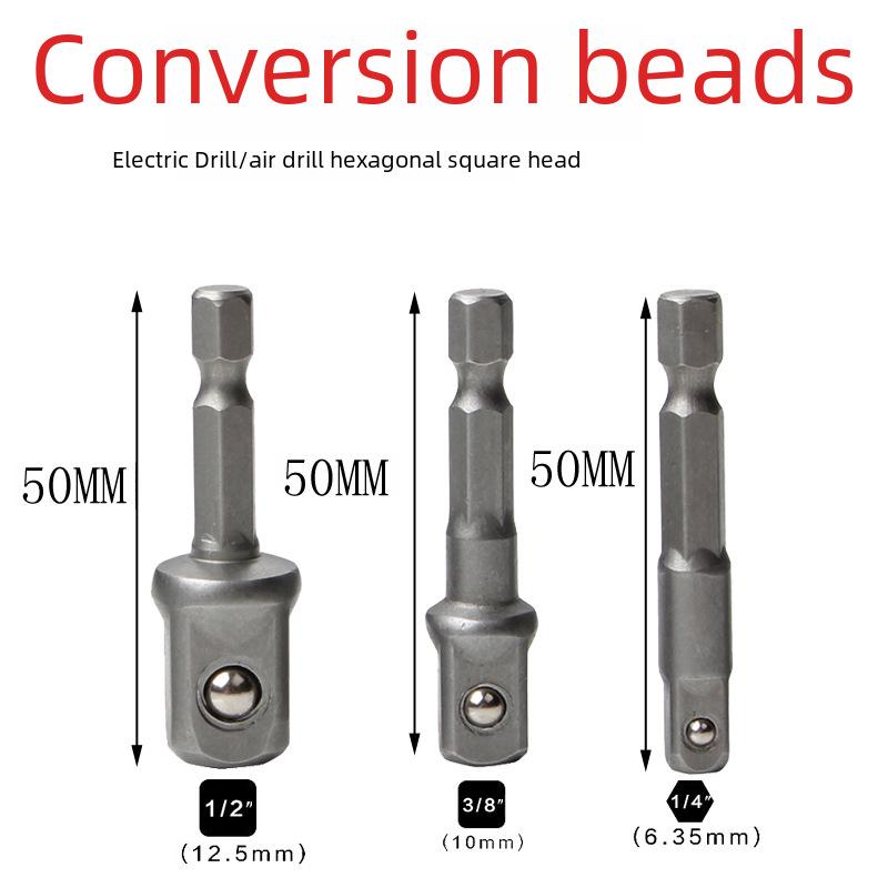 Sześciokątny uchwyt do kwadratowego gniazda klucza nasadowego pręt konwersyjny z kulką stalową: Rozmiary 1/4, 3/8, 1/2