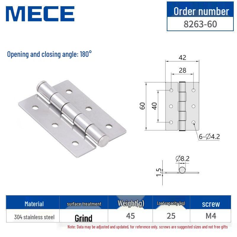 304 Stainless Steel Thickened Cabinet & Wooden Door Hinges