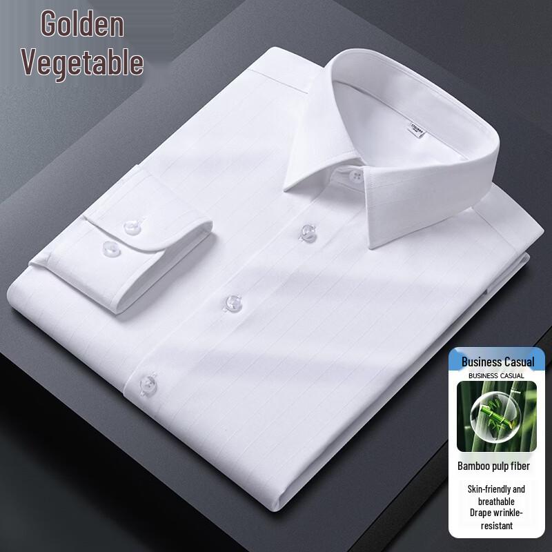 Men s Bamboo Fiber Non-Iron Striped Long Sleeve Shirt 43