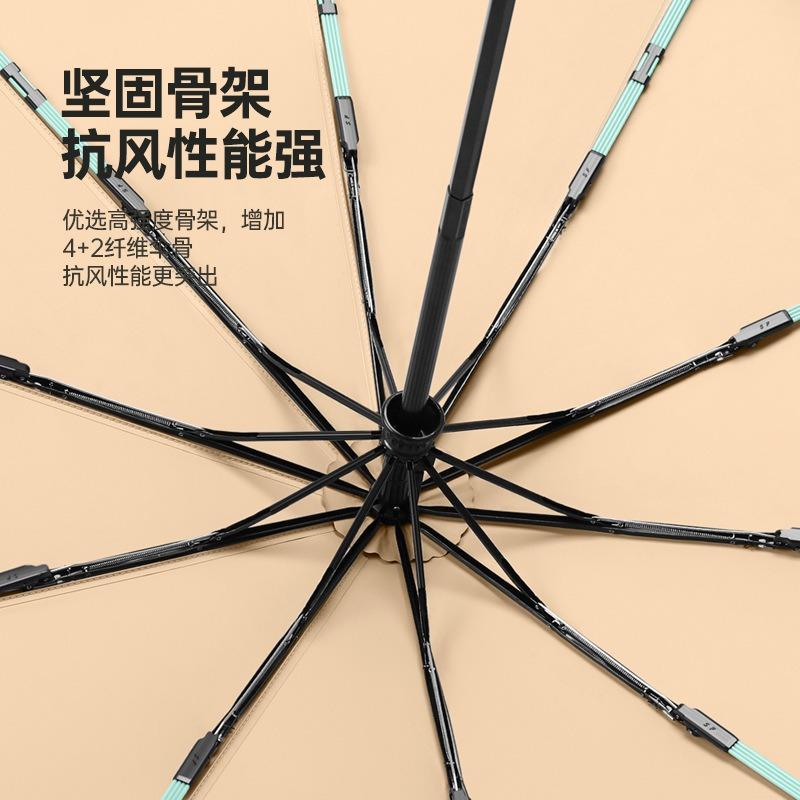 Tri-fold 10-bone automatic colored glue fabric, sunflower joint closing handle, parasol positive