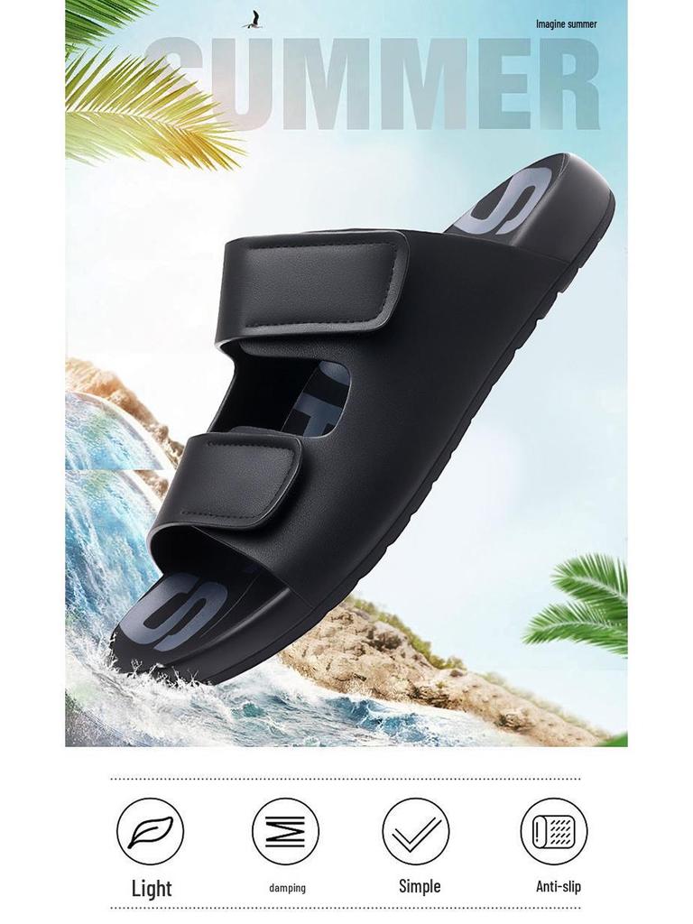 Men's Summer Outdoor Non-Slip One-Strap Casual Sandals with Thick and Soft Shock-Absorbing Sole