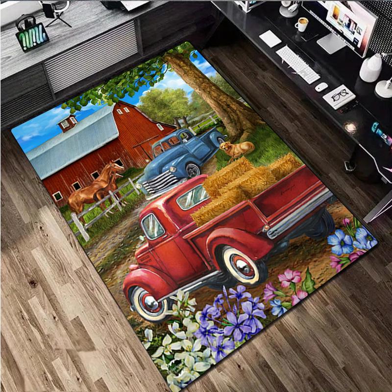 1Pc Truck Field Print Rug - home decoration Carpet For Living Room Bedroom Flooring Computer Chair Area Rug