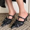 Female Shoes For Thin High Heels Pointed Toe Elegant Ladies Sandals Slingbacks Slides 2025 Footwear Black Women Pumps
