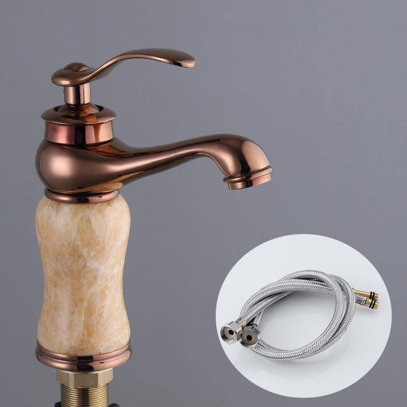 

Европейский античный розовое золото и нефрит волшебная лампа смеситель для раковины - смеситель горячей/холодной воды