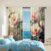 2 Pcs   Versatile Polyester Transparent Curtains for Home Decoration Pink & White Floral for Use In Bedrooms and Living Rooms