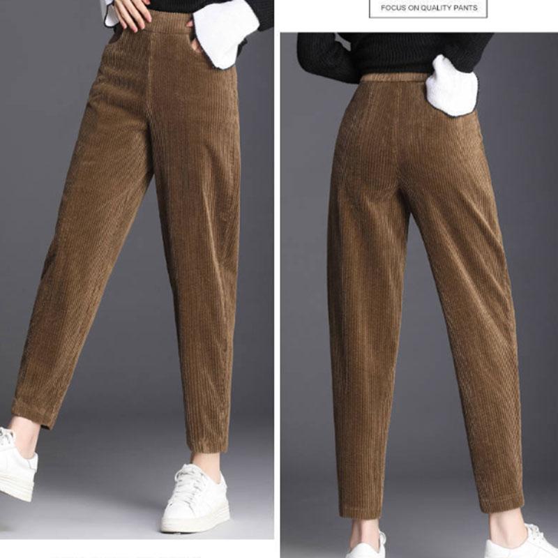 Plush Thick Casual Pants Women's Corduroy Warm Pants Autumn Winter Leggings Harem Pants Trousers High Waist Women