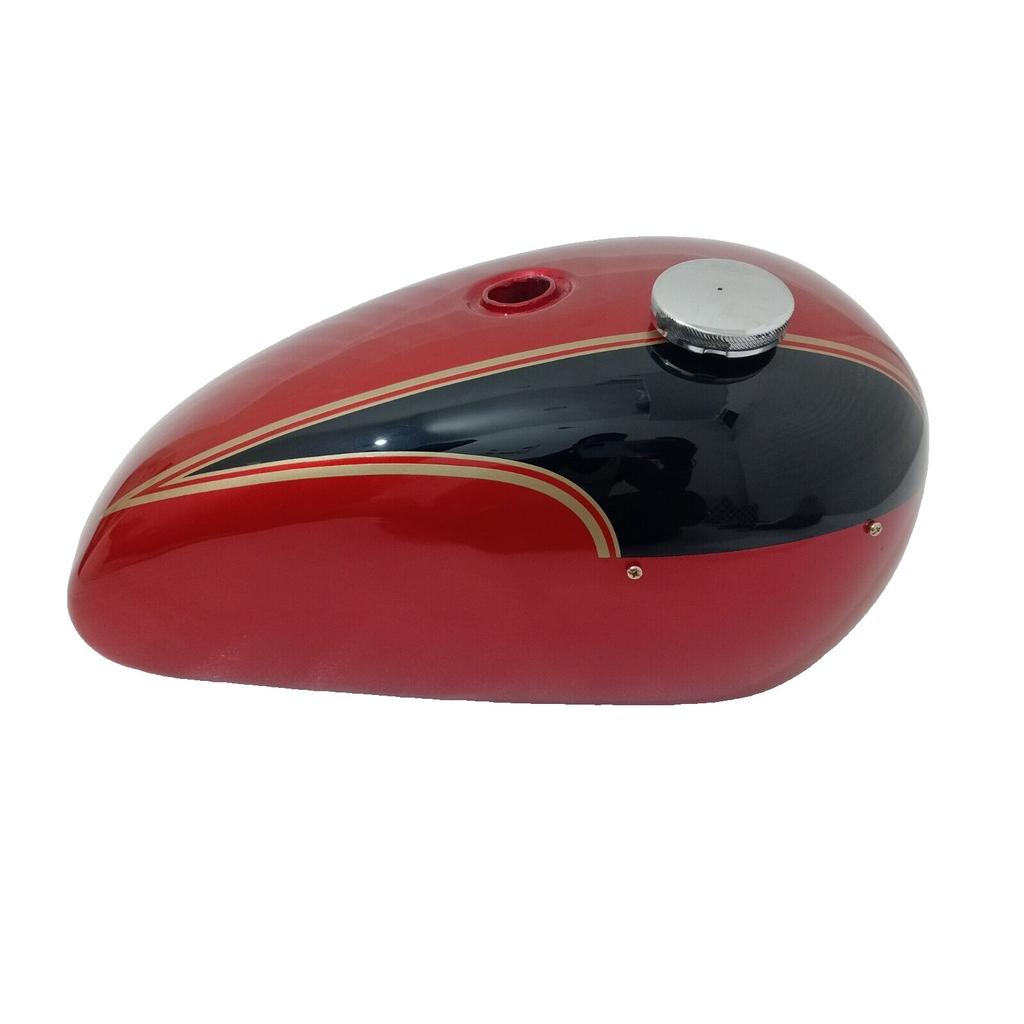 Fit For Triumph T140 Red & Black Painted Steel Petrol Fuel Gas Tank +Cap