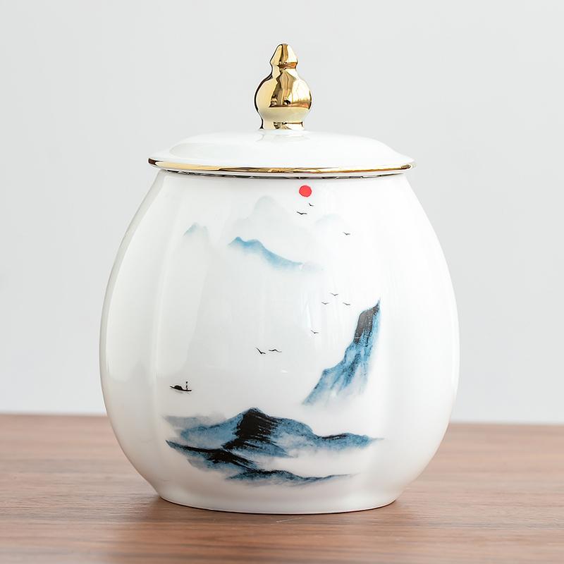 Ceramic Tea Caddy Household Sealable Tea Caddy Kitchen Condiment Storage Jar Dried Fruit Candy Storage Jar Home Decoration