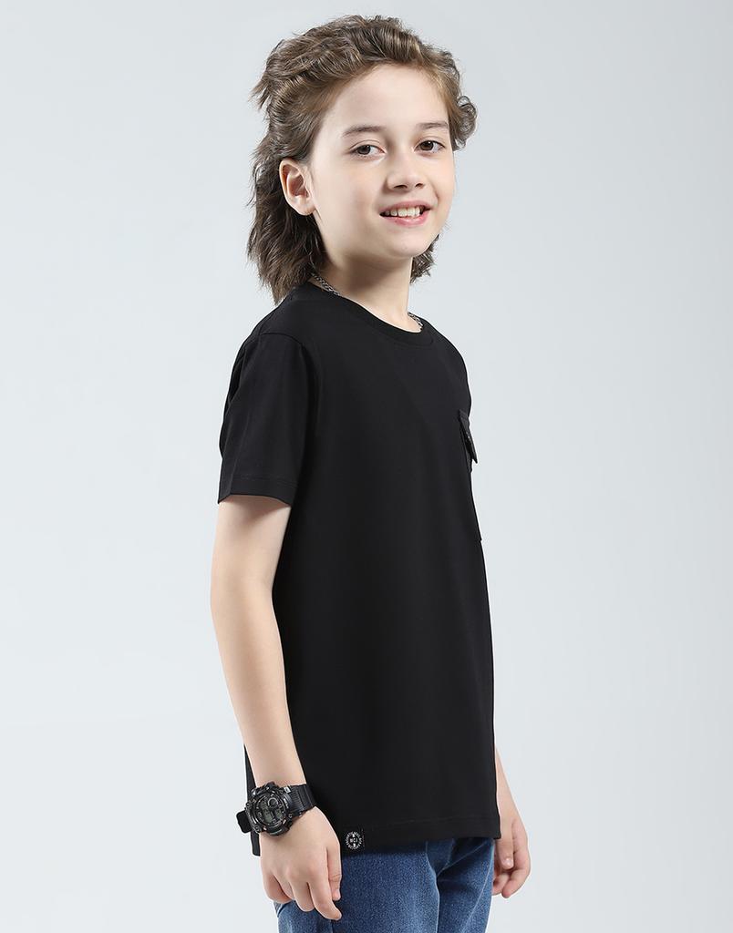 Monte Carlo Boys Solid Regular Fit Round Neck Half Sleeve T-Shirt