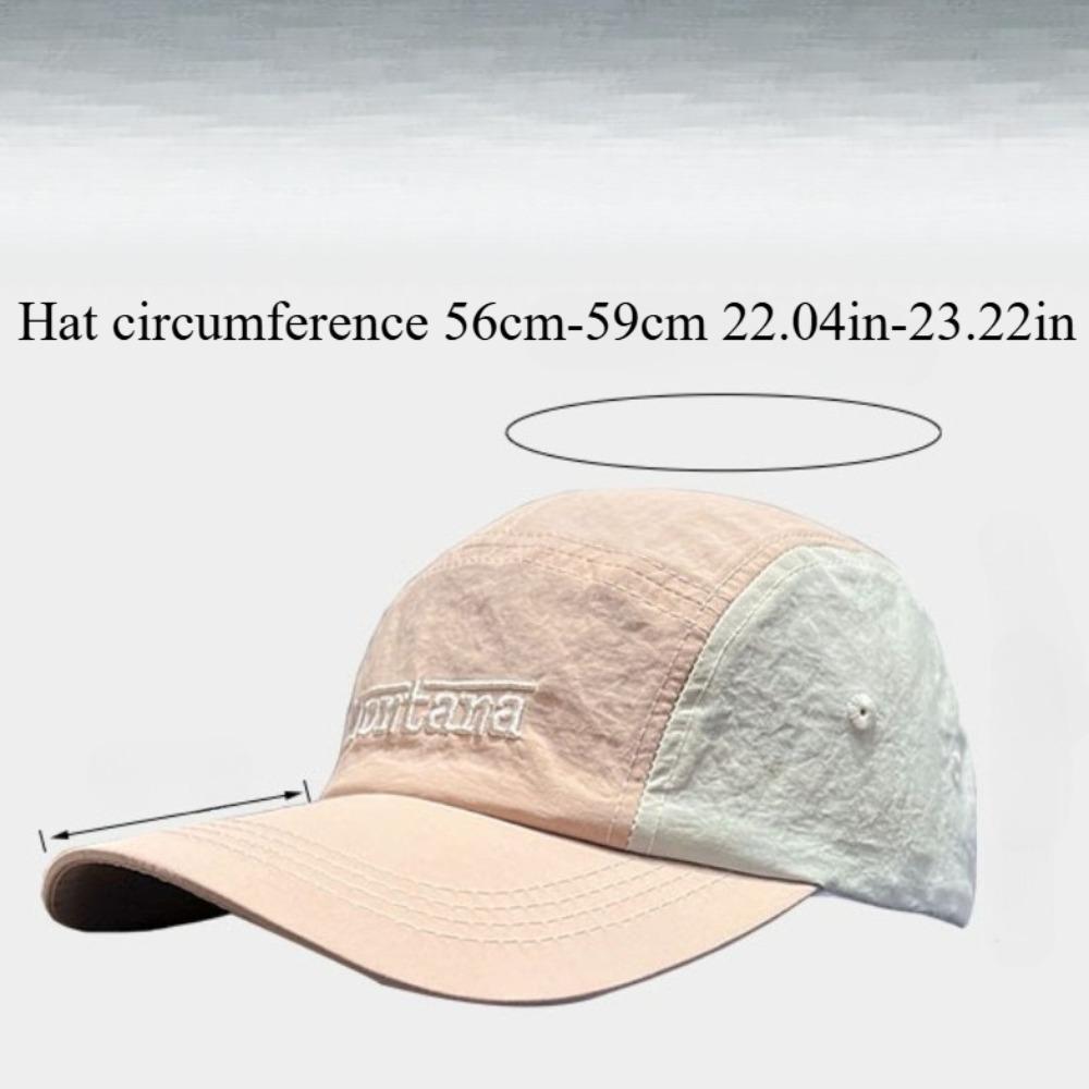 Casual Simple Baseball Cap Quick-Dry Color Block Design 3D Contrast Letter Embroidery Curved Brim Sun Hat Lightweight Outdoor