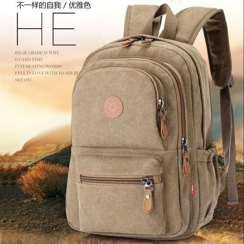 Schoolbag Thickened wear-resistant canvas backpack Unisex large-capacity luggage bag Denim fabric retro college student schoolbag