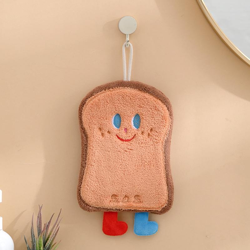 Cute Cartoon Quick-Dry Hanging Towel - Thickened Coral Fleece for Kitchen & Bathroom Use