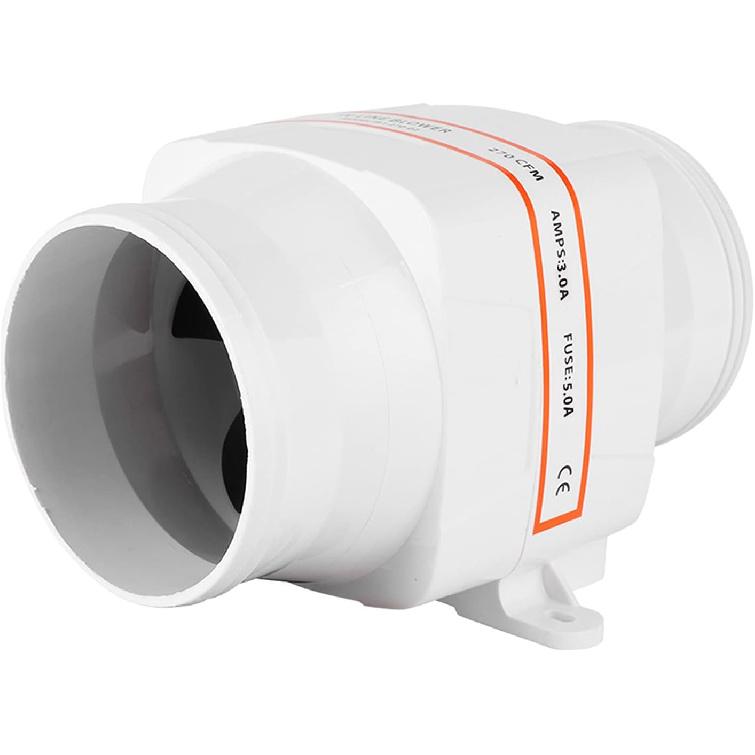 Aramox Marine Bilge Air Blower, 4inches In-Line Bilge DC Air Blower Engine Ventilation Fan White for Yacht RV (24V)