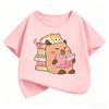 Girls Clothes Capibara Kids Clothing Tees Summer Printed Cartoon Short Sleeve Tshirt Girls Loose Casual Crewneck Tops T Shirts